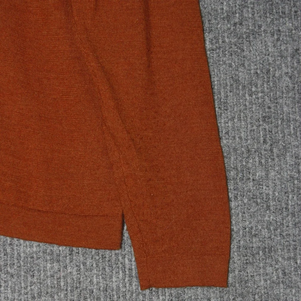 Garret Scott Sweater‎ Mens M Rust Orange Extra Fine Merino Wool Quarter Zip